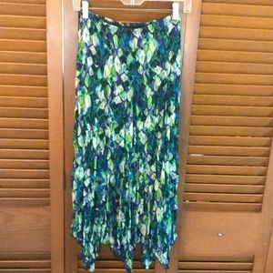 | NWT Cato Jewel Tone Print Crinkle Handkerchief Hem Skirt - M